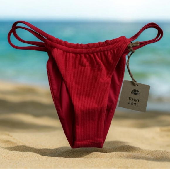 🥳 $45 NWT Toast Swim Signature Tunnel Bottom Fire Coral XS - Picture 2 of 2